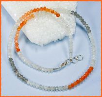 ♛ Mondstein - Mix Buttonkette facettiert ca. 42cm
