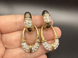 Vintage-Ohrringe Cabouchon Paris – Goldfarben