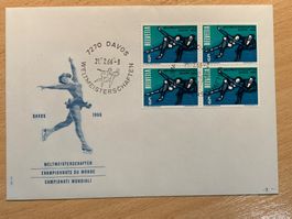 Eiskunstlauf Davos 1966, Ersttag Briefmarken Schweiz