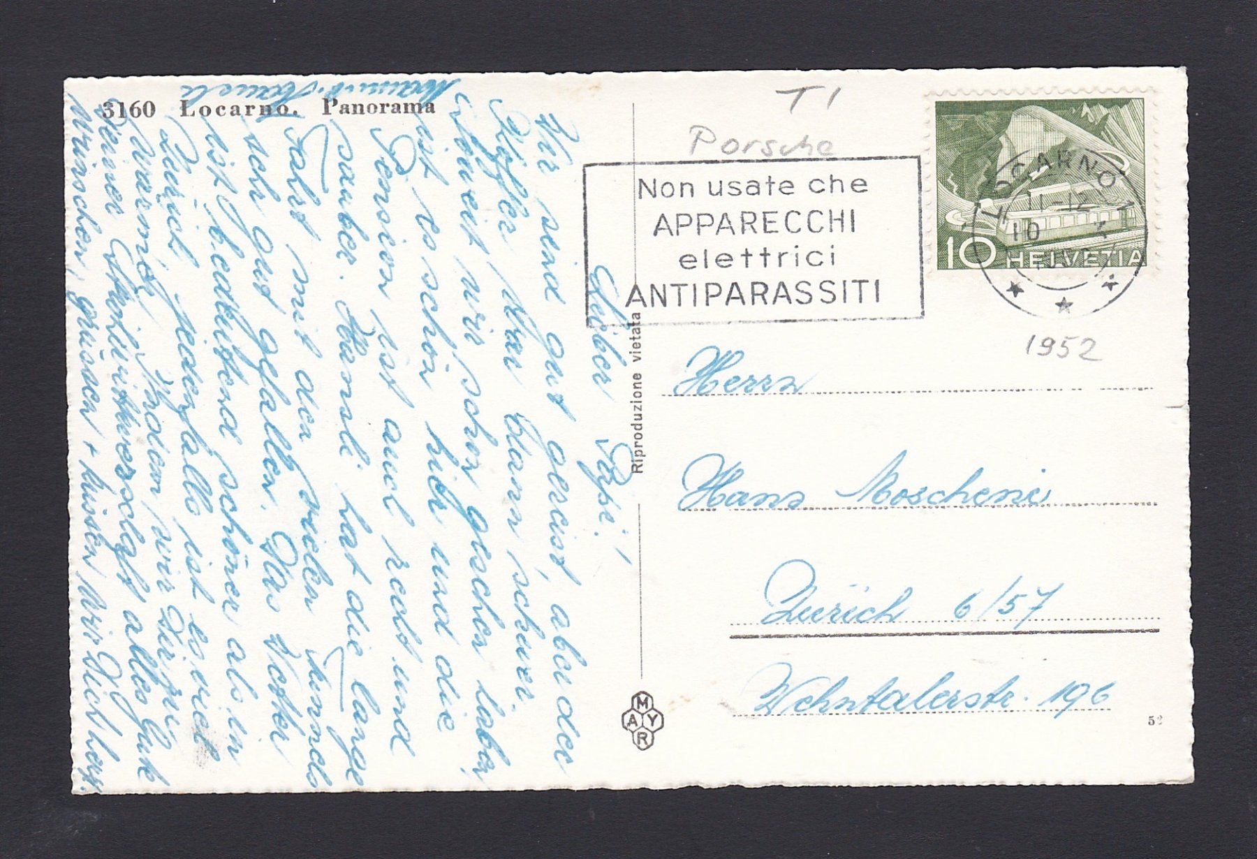 Ansichtskarten: PORSCHE 356, Locarno 1952 – Gebraucht aus Reiden von cinfis 2