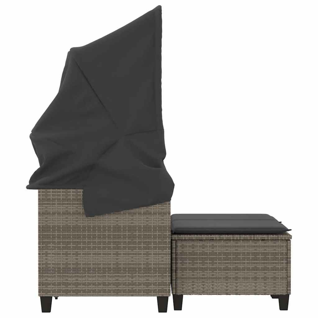 Sedie a sdraio: Gartensofa 2-Sitzer mit Dach und Hockern Grau Poly Rattan – Nuovo e nell'imballaggio originale da Zug venduto da Cheap-Shop 2