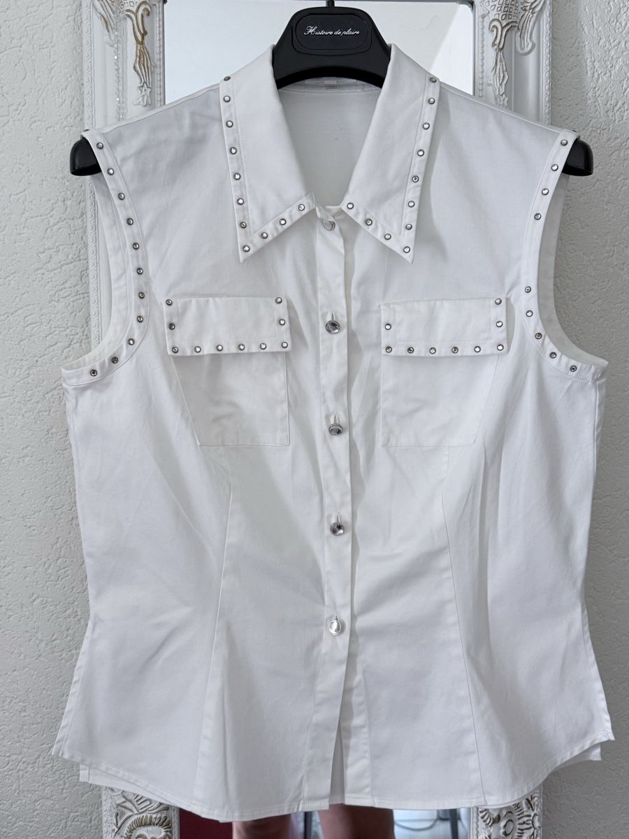 Escada Camicette: Escada chemise blanche à strass – Usato da Grône venduto da ukr_2qbg 4