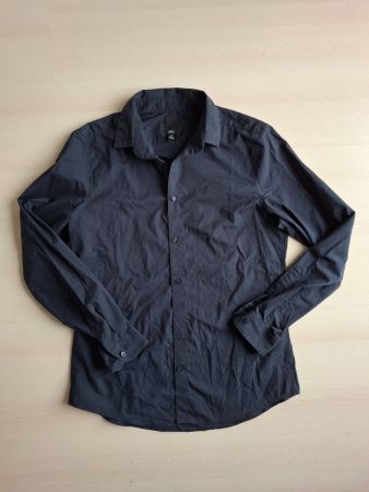 H&M Herren Hemd, Gr. L, Slim Fit, dunkelblau NWT