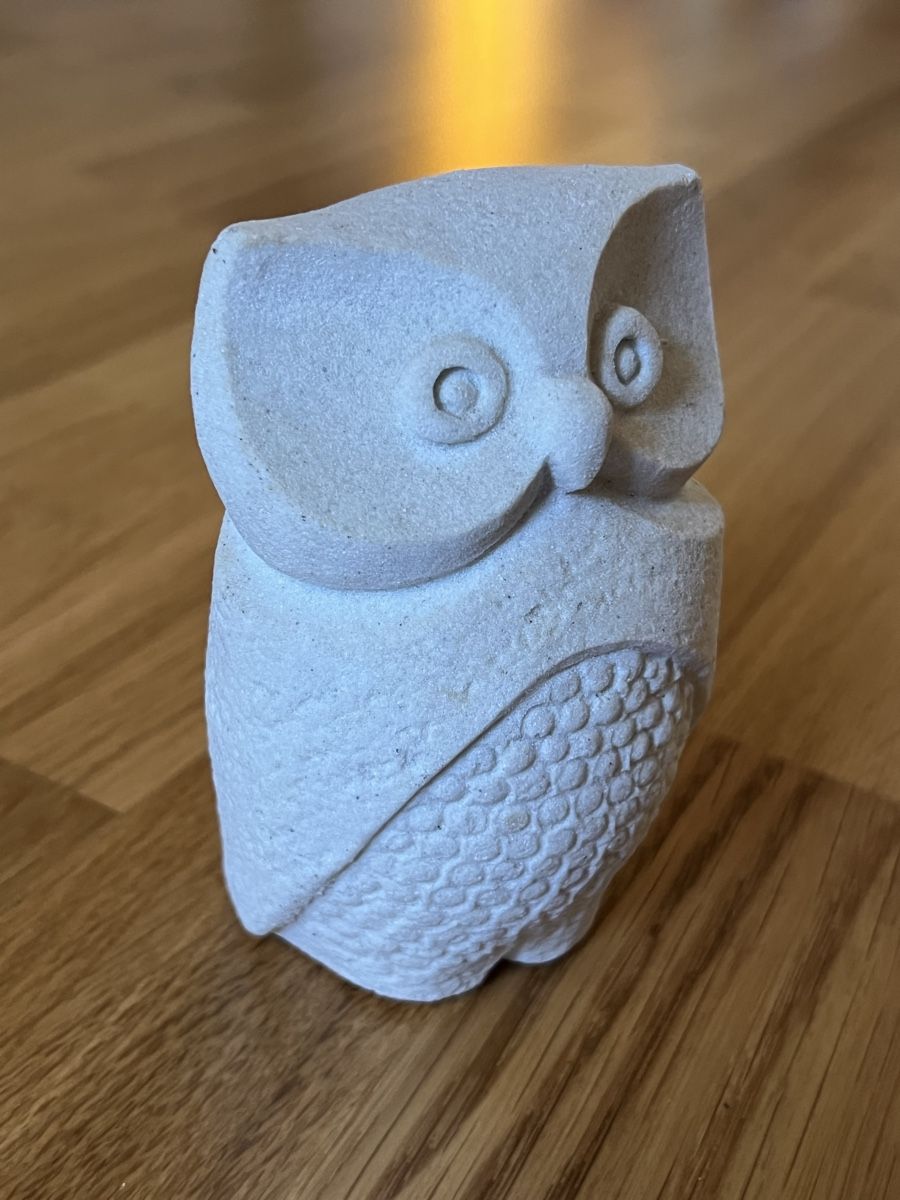 Sculture & Statue: Steingut Eule Dekoration 12cm hoch Marbell – Usato da Basel venduto da clembou 1