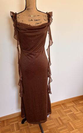 Braunes Abendkleid mit Glitzer, Grösse M, Top Zustand!