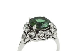 Turmalin Brillant Ring in 18K Weissgold *S3690