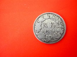Moneta Svizzera 1/2 Franco 1904 Argento - Rara!