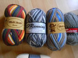 4 x 100 Gr. Sockenwolle  plus 100 Gramm 1 Knäuel  Gratis Nr2