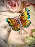 Brosche Schmetterling 925 Sterling Silver mit Perle