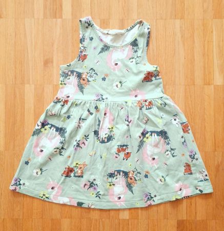 🌿🦄 Luftiges Sommerkleidchen Gr. 92, mintgrün mit Einhörner
