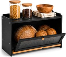 Bambus Brotkasten holz Schneidebrett Brotkästen Belüftung-