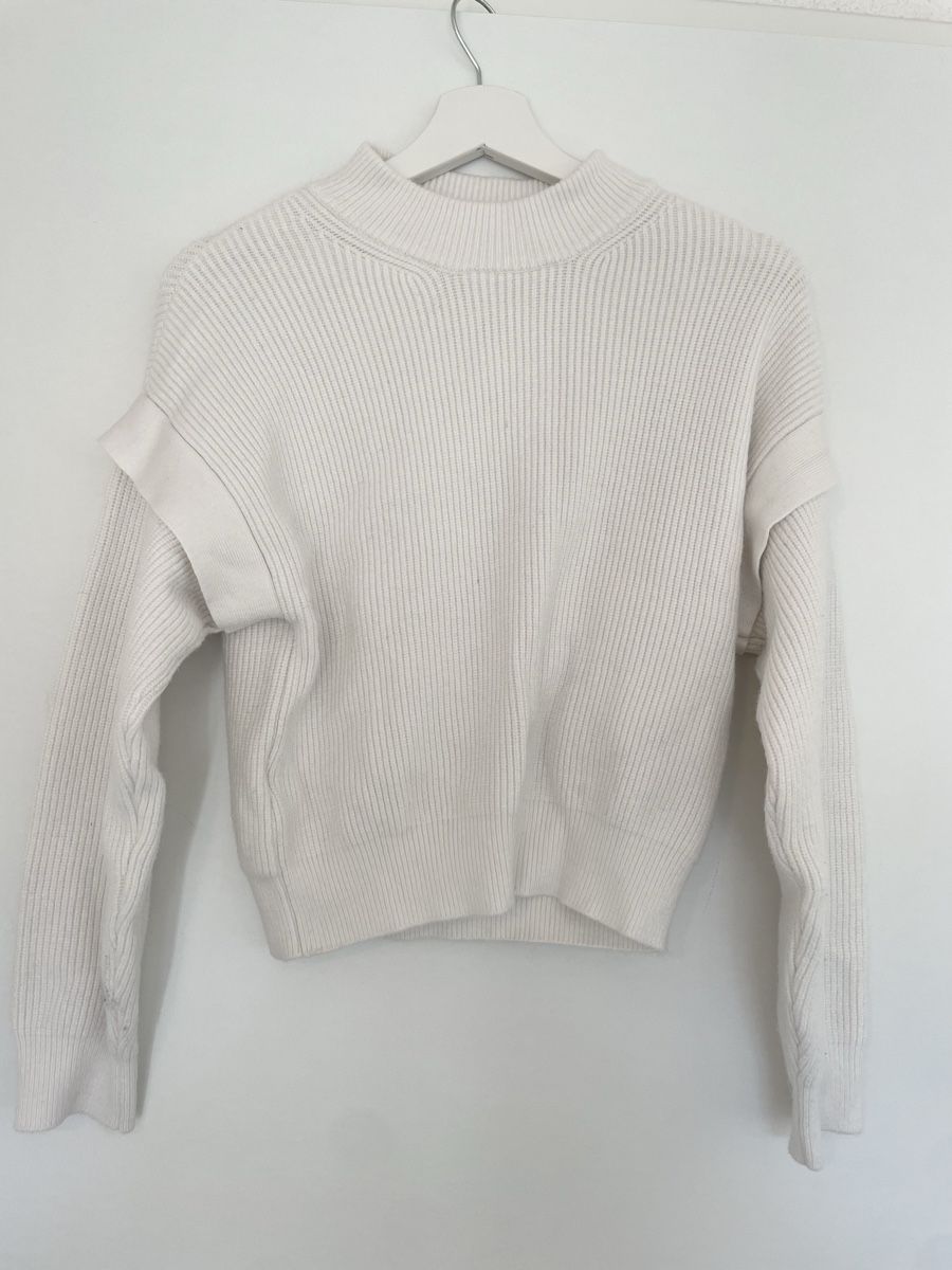 Mango Pullover & Sweatshirts: Stylish White Ribbed Sweater - Perfect Condition! – Neu (gemäss Beschreibung) aus Roche VD von closetcleanse