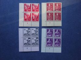1958 -59 Z-Nr. 339 -341 im 4er Block Bogenecke postfrisch**