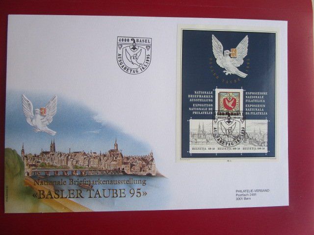 Tutti i francobolli: Basler Taube 95 - Briefmarken FDC 1995 Briefmarkenausstel... – Nuovo e nell'imballaggio originale da Luzern venduto da Horoskop1