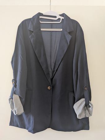 Blazer bleu marine élégant, taille 50-52