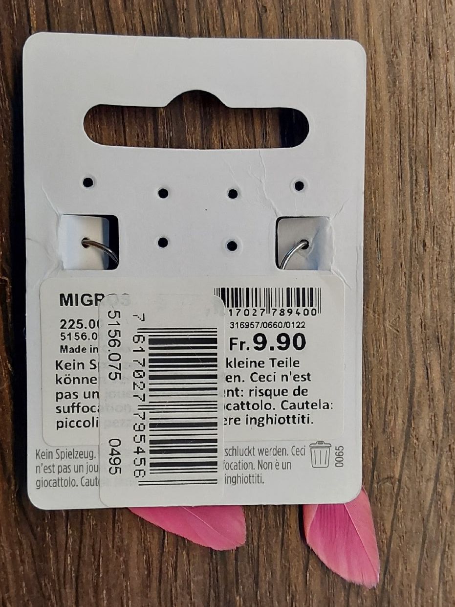 Orecchini pendenti & Orecchini a lobo: Ohrhänger Federn pink neu Migros – Nuovo e nell'imballaggio originale da Köniz venduto da scopello12 1