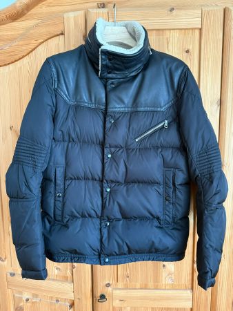 MONCLER DAUNENJACKE, GRÖSSE 3, NEU, SCHWARZ mit LEDER