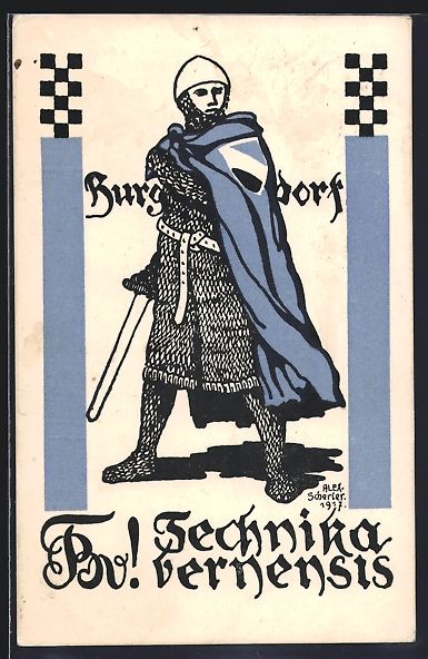 Ansichtskarten: Burgdorf, Ritter mit Studentenwappen, Te – Gebraucht aus Berlin von bartko-reher