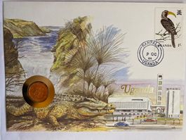 UGANDA - ENVELOPPE AVEC PIECE - 1986 - MUNZ-BRIEFE
