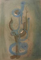 SUPERBE AQUARELLE SURRÉALISTE SIGNÉE