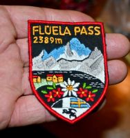 VINTAGE Badge FLÜELA PASS nos ST. GALLER STICKEREI