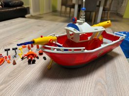 Feuerwehrmann Sam Boot Pontypandy mit Zubehör,Top!
