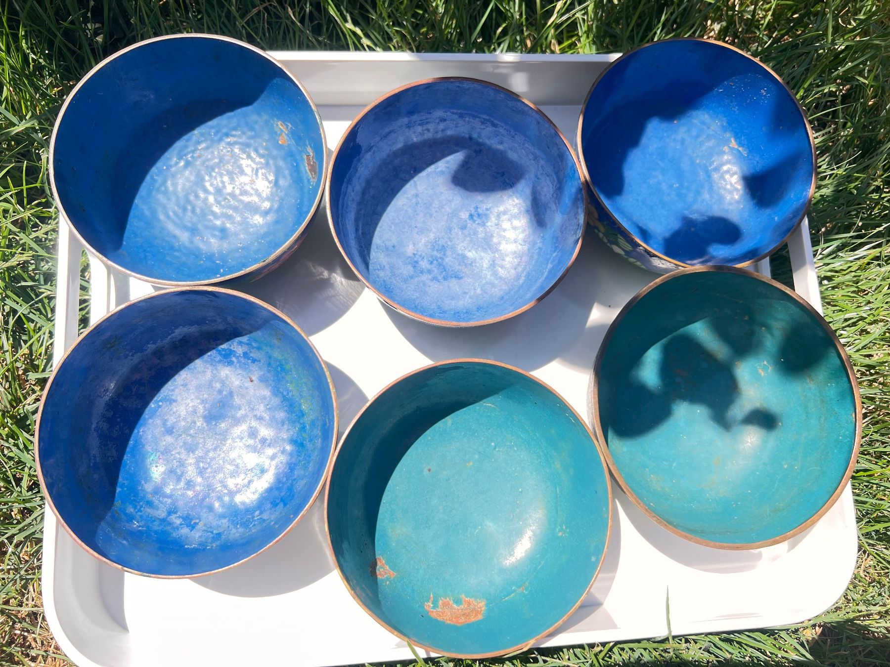 Ciotole: Antique brass enamel Chinese export bowls – Usato da Lausanne venduto da NYC67 7