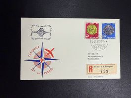 Swissair Erstflugbrief Zürich-Frankfurt 1962