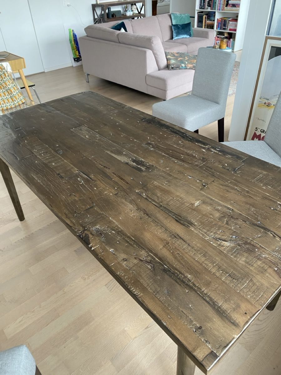 Tischset: Wood Factory Solid wood dining table & chairs – Gebraucht aus Zürich von aeb_89lf 3