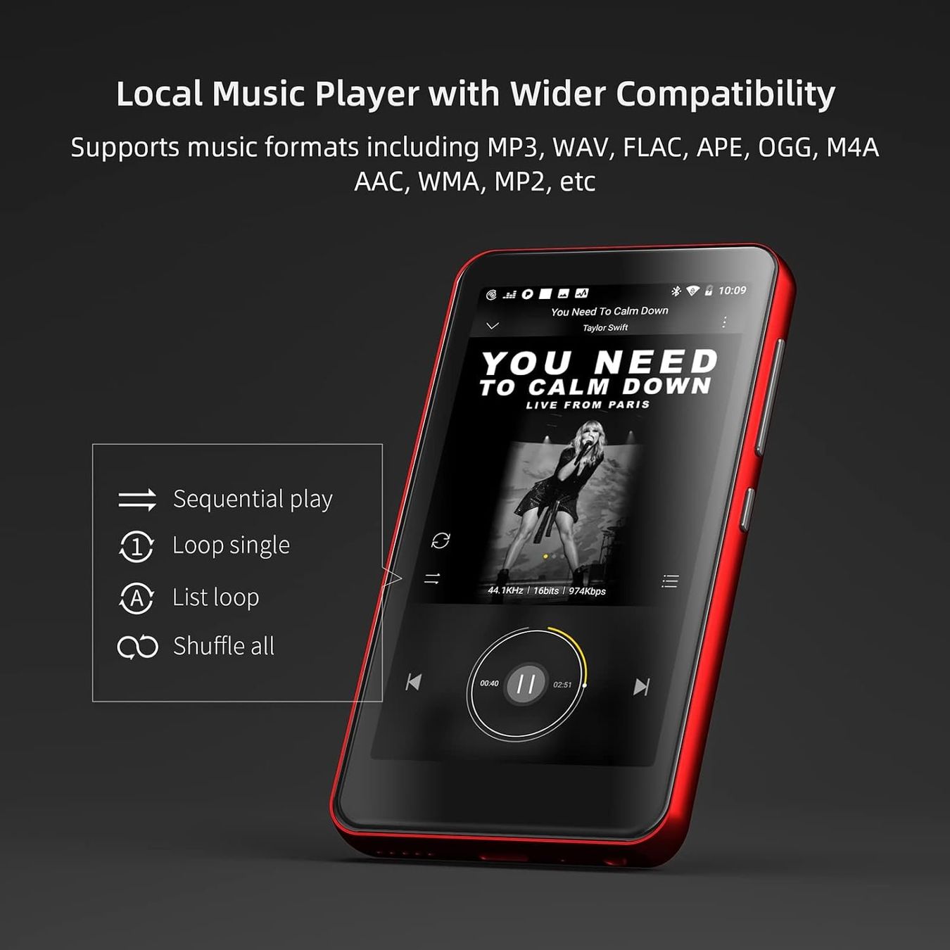 Lecteur media portable: MP3-Player 4" Touchscreen Bluetooth WLAN Schwarz-Rot – Neuf avec emballage d'origine à Schaffhausen par smarastore 2
