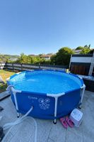 Stahlrahmenpool rund blau guter Zustand