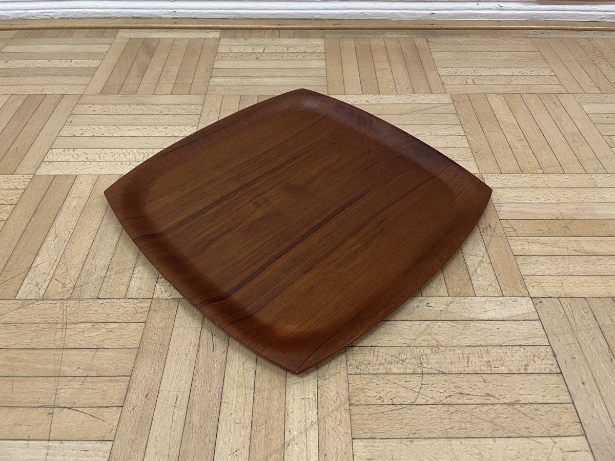 Piatti di portata: Vintage Teak Furnier Tablett oder Schale Serviertablett 70er – Usato da Zürich venduto da Vintagewiesel 1