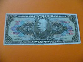 Brasilien 5 Cruzeiros 1953/1959, P-158, Top Zustand