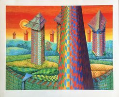   ‚Towers‘ von Werner Schulz-Mönkeberg – Farblithographie 