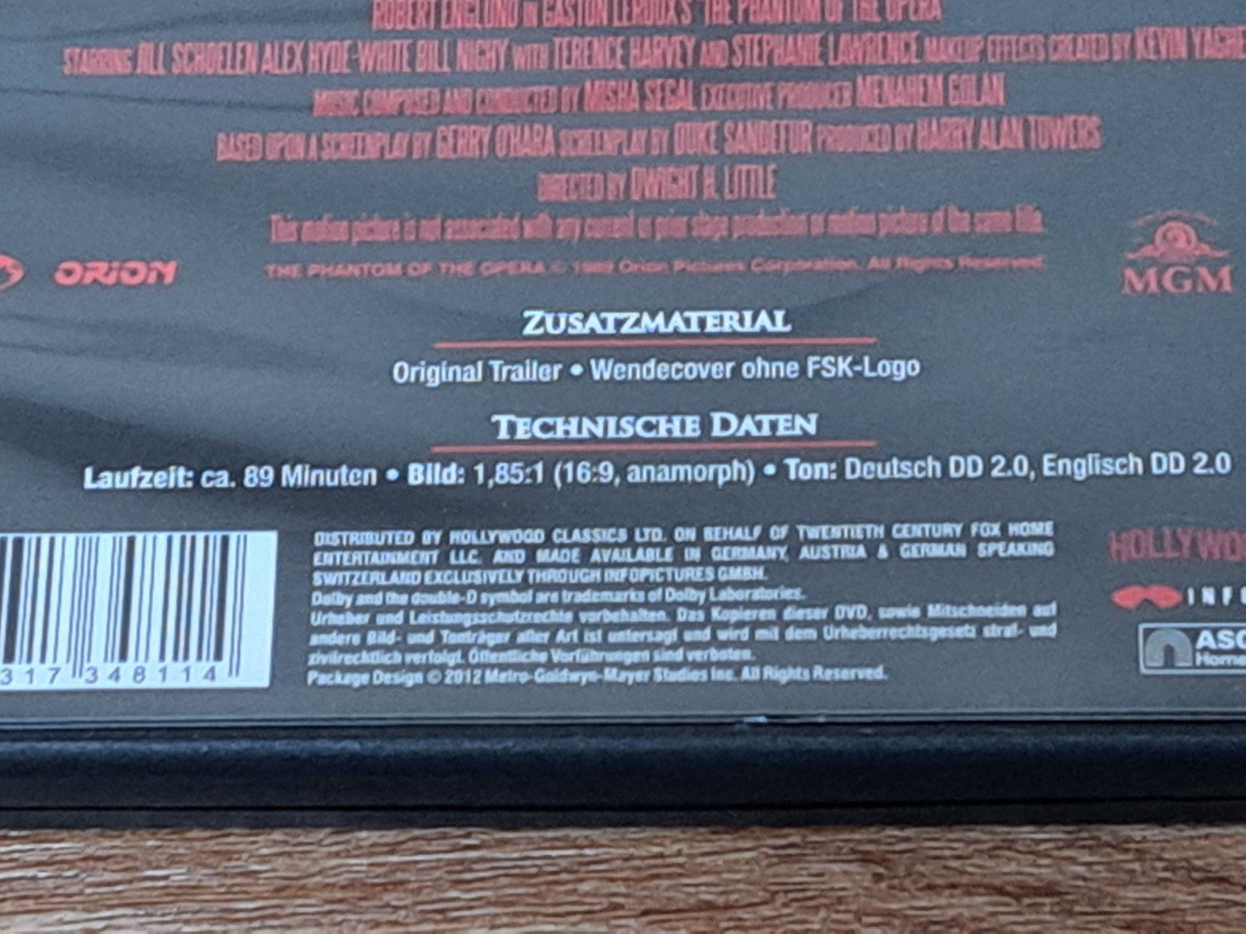 Tutti i DVDs: DVD Phantom of the Opera mit Robert Englund, 1989 – Nuovo (secondo la descrizione) da Unterseen venduto da Kanica 4