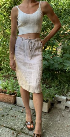 Gonna media di lino 100%-tg S/M-chic e elegante 