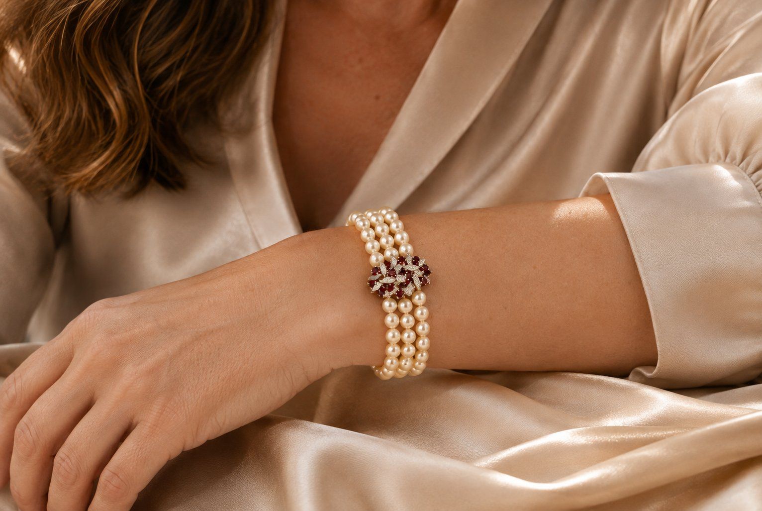 Bucherer Armbänder & -reifen: BUCHERER, Perlen - Diamant - Rubin - Bracelet – Gebraucht aus Zuzwil SG von artimmo 1