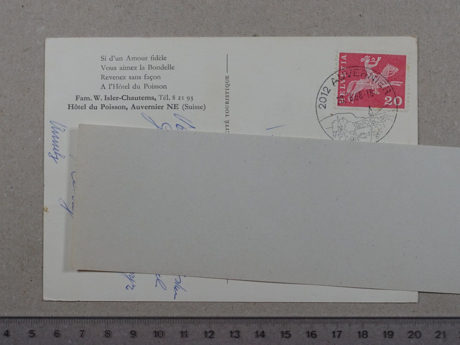 Cartes postales: Auvernier, Hôtel du Poisson, 1968 – D'occasion à Lenzburg par fh1 1