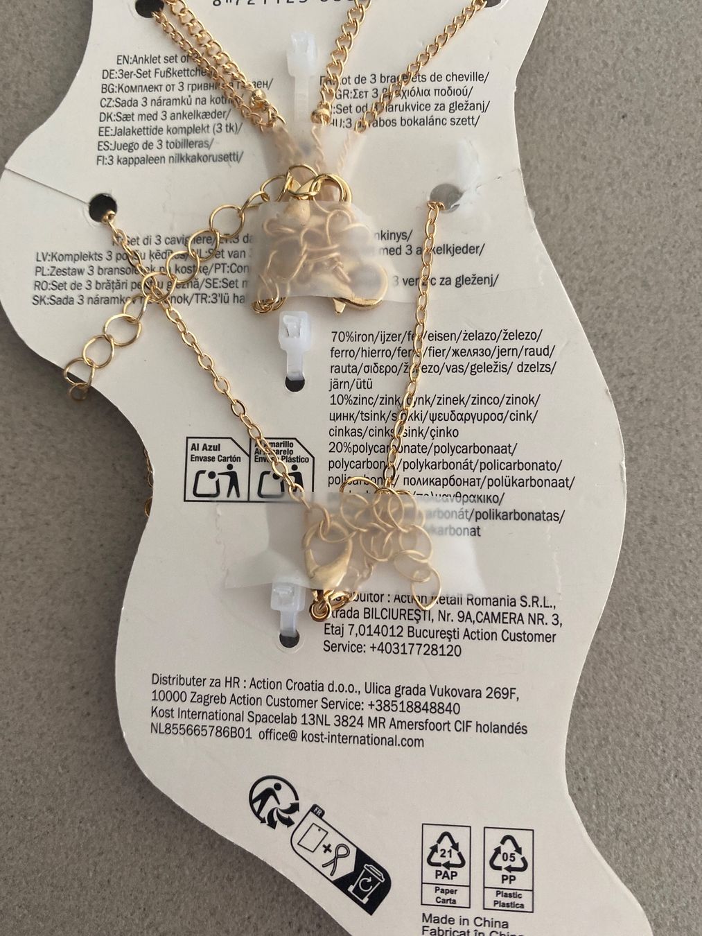 Altri gioielli: Ensemble de 3 chaînes de cheville dorées avec perles – Nuovo e nell'imballaggio originale da Chamoson venduto da Pince26 1