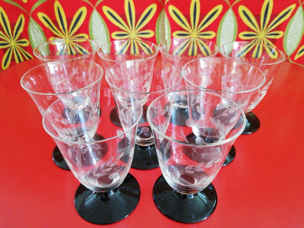 Glaver's Art Deco Trinkgläser – 4 Stück, 480 Ml, Blaues Bogen-Design