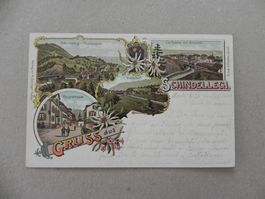 Litho Karte Schindellegi Höfe Kanton Schwyz 1900 Bahnhof