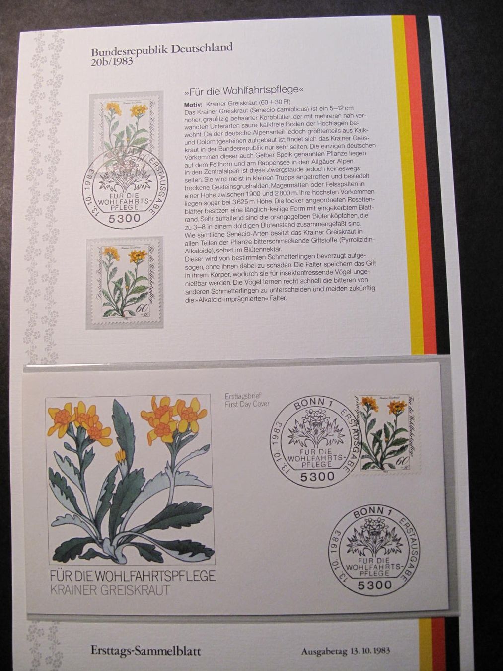 Alle Briefmarken: BRD 1983 / 20bcd Gefährdete Alpenblumen ETB – Gebraucht aus Wil SG von fva01 1