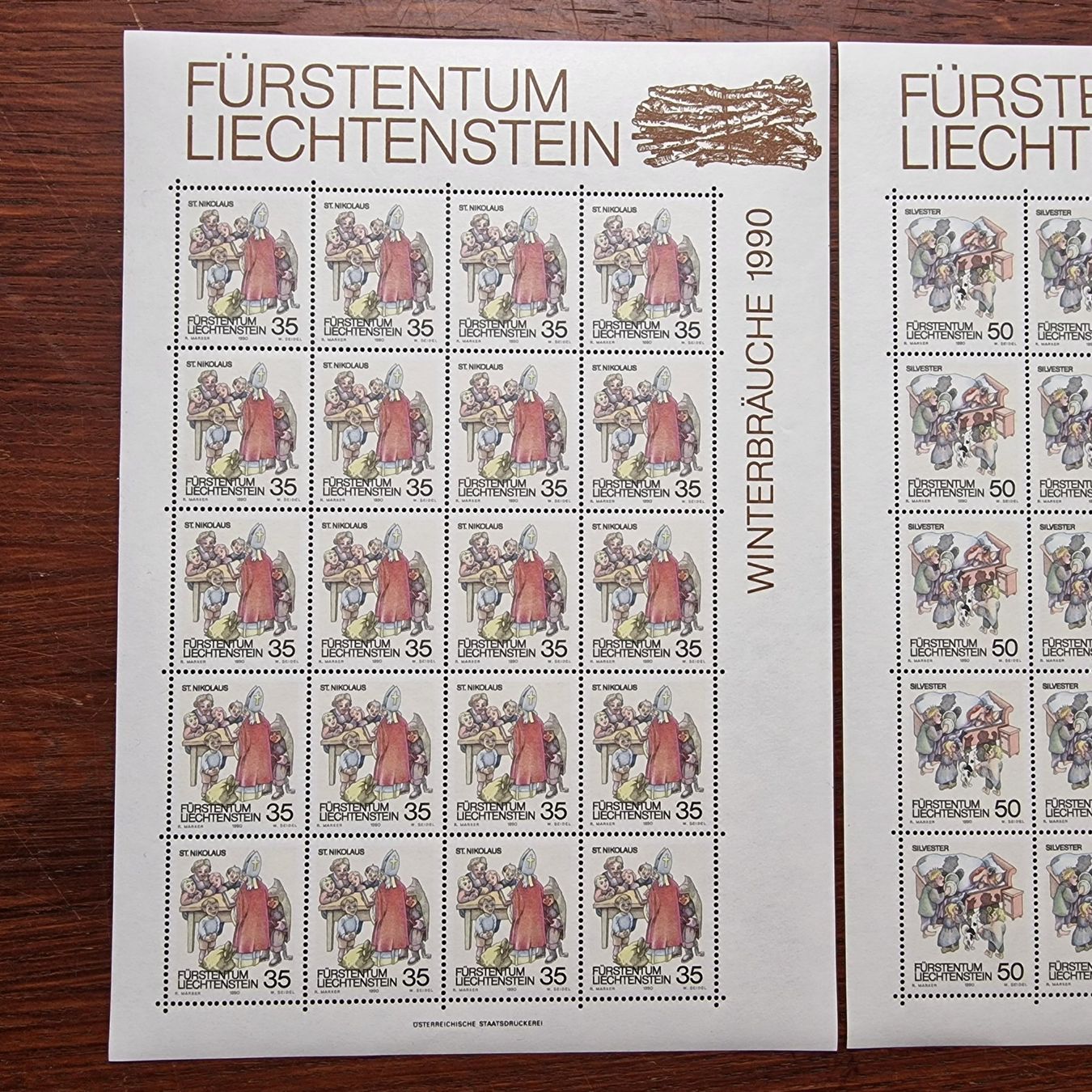 Tutti i francobolli: FL 1990 Serie Bogen "Winterbräuche" postfrisch – Nuovo (secondo la descrizione) da Aesch LU venduto da briefmarken.uray 1