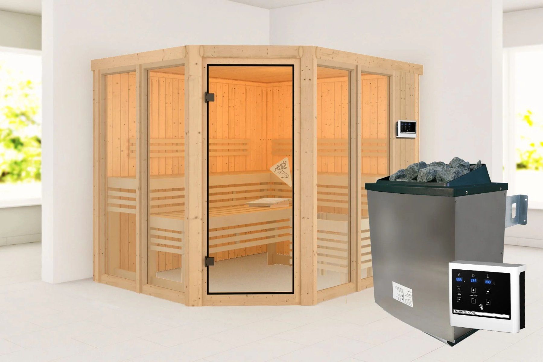 Sauna & Accessori: Sauna Ainur 3 Systemsauna, Eckeinstieg - Gratis Versand – Nuovo e nell'imballaggio originale da Kleinwangen venduto da meinwarenkorb.ch 1