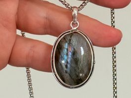 Collier avec pendentif labradorite pierre naturelle