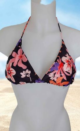 Sommer Bikini-Top Neckholder Blumenmuster Gr. S