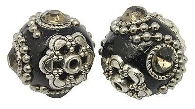 Perlen (unechte): Kashmir Perle 20mm schwarz Metall – Neu (gemäss Beschreibung) aus Alpnachstad von perlengaby