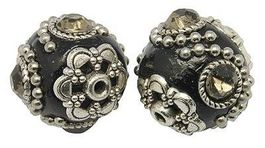 Kashmir Perle 20mm schwarz Metall
