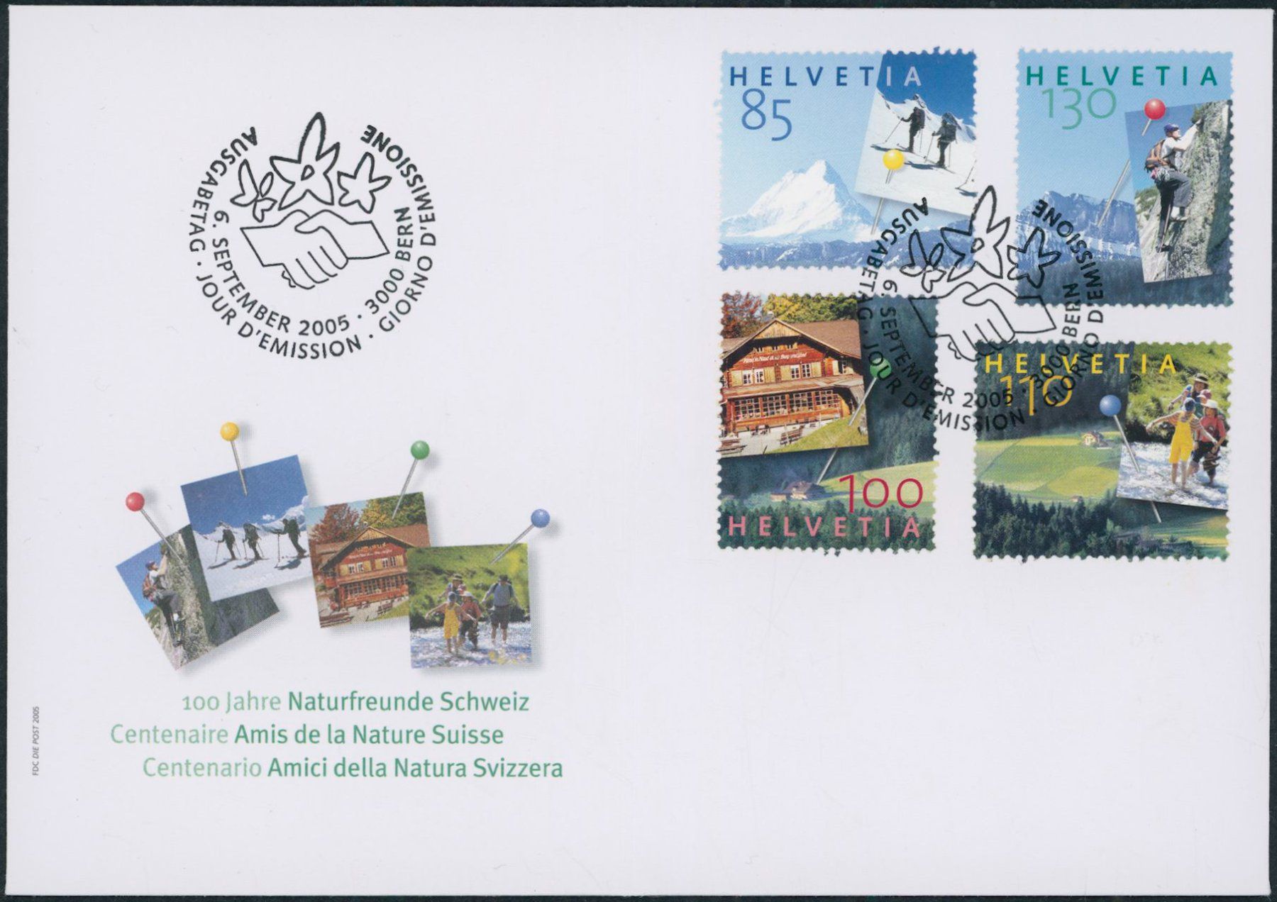 Alle Briefmarken: 2005 - Naturfreunde - Blockausschnitte -Ersttagsbrief FDC ET – Gebraucht aus Schindellegi von stationary