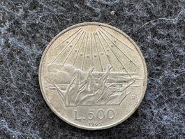 Italien 500 Lire - Silber .835  11.02 gr 1965